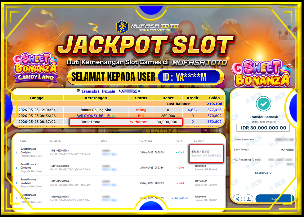 MUFASATOTO JACKPOT PRAGMATIC PLAY Rp. 30.000.000|LUNAS